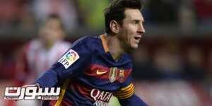 Barcelona's Argentinian forward Lionel Messi celebrates after scoring a goal during the Spanish league football match Real Sporting de Gijon vs FC Barcelona at El Molinon stadium in Gijonon 2016. AFP PHOTO / MIGUEL RIOPA / AFP / MIGUEL RIOPA (Photo credit should read MIGUEL RIOPA/AFP/Getty Images)