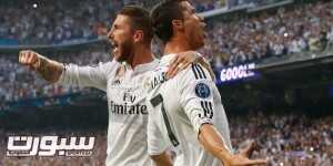 Football - Real Madrid v Juventus - UEFA Champions League Semi Final Second Leg - Estadio Santiago Bernabeu, Madrid, Spain - 13/5/15 Real Madrid's Cristiano Ronaldo celebrates with Sergio Ramos after he scores their first goal from the penalty spot Reuters / Juan Medina