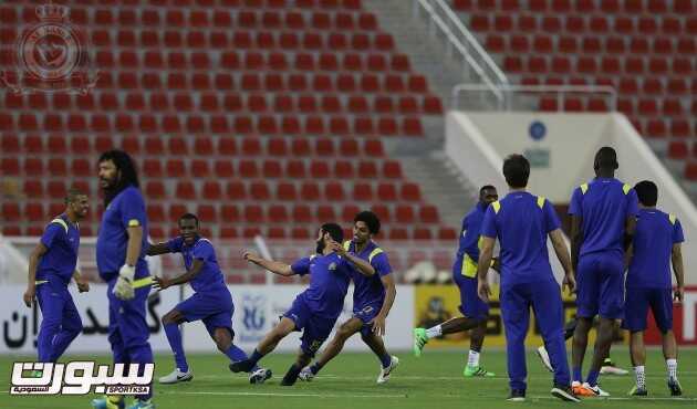 بالصور النصر ينهي تدريباته للقاء