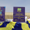 النصر يدشن مجسم المشاركة العالمية ويحفز ناشئيه المغادرين إلى قطر
